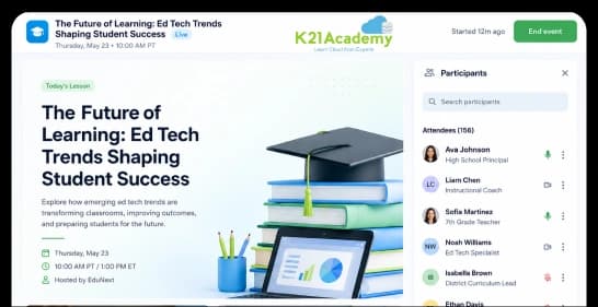 Education webinar platform screenshot