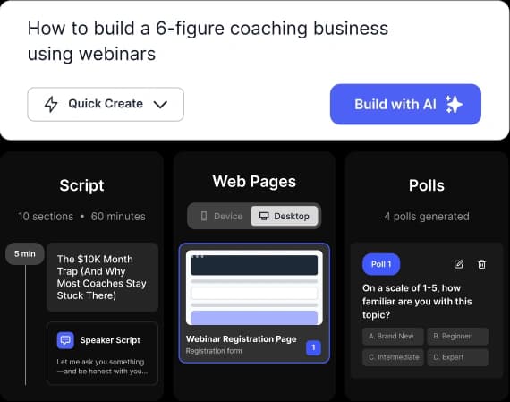 Create your webinar funnel from a single prompt