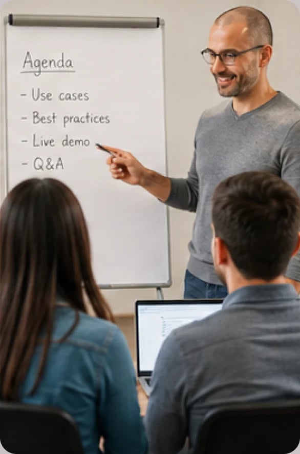 Attendee joining an advanced training workshop from a home office