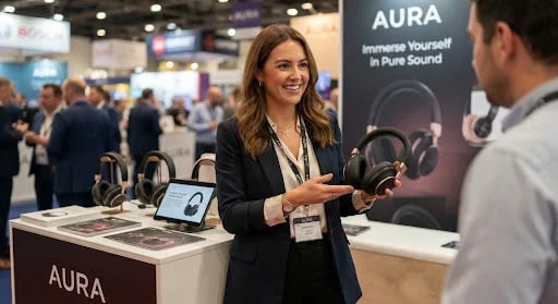 Ecommerce brand showcasing a product at a live event
