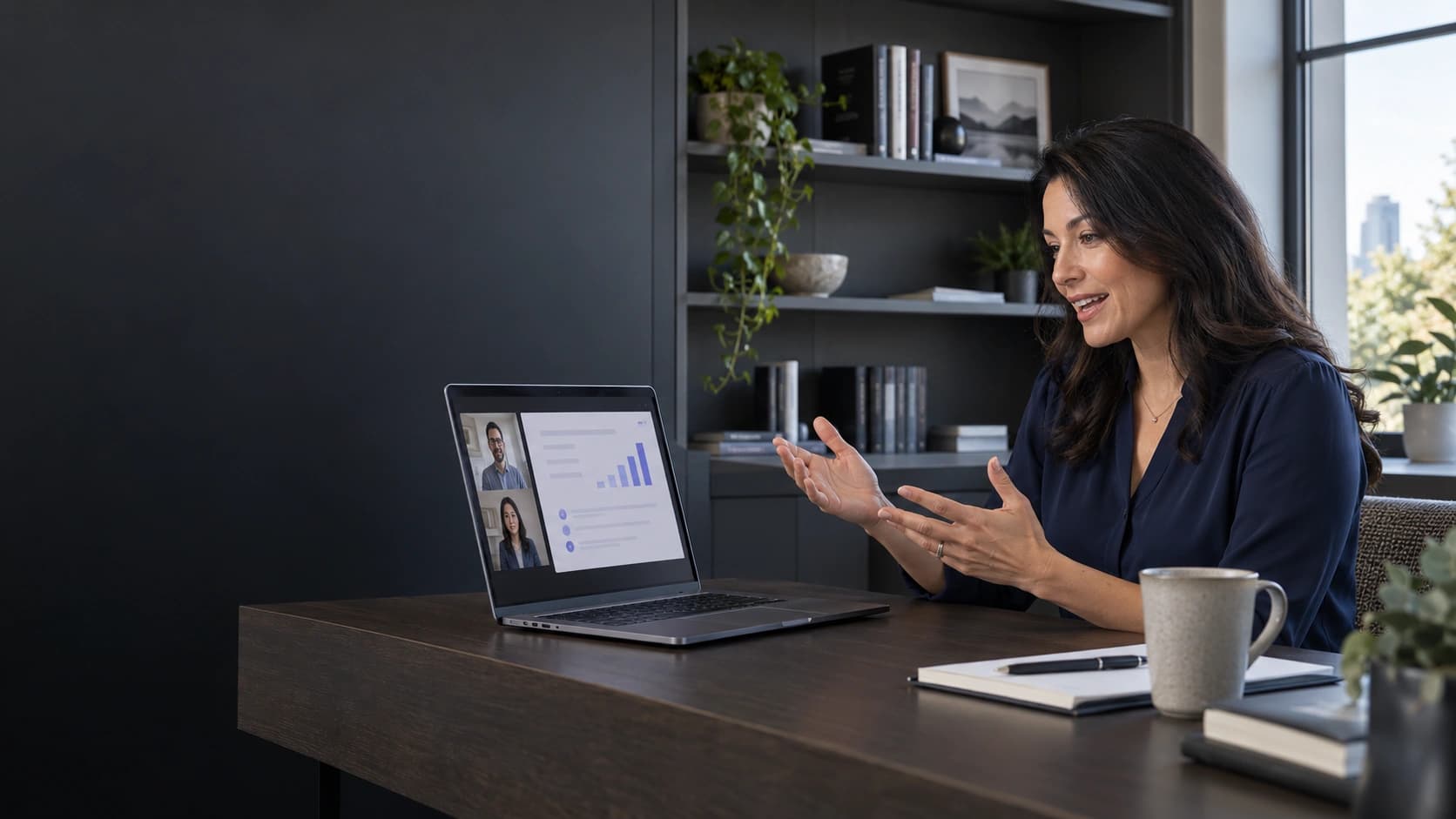 Customer education professional explaining a workflow on a video call
