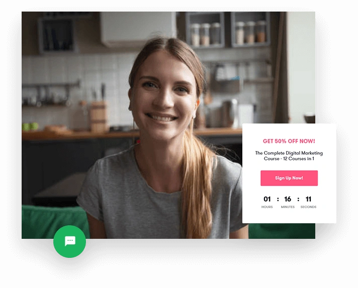 Woman hosting automated webinar