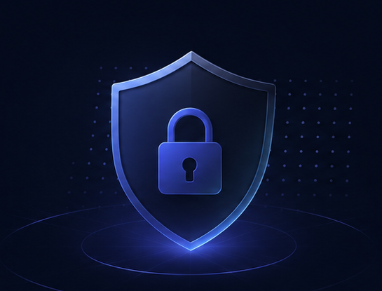 Digital security shield with lock icon representing EasyWebinar's enterprise-grade infrastructure