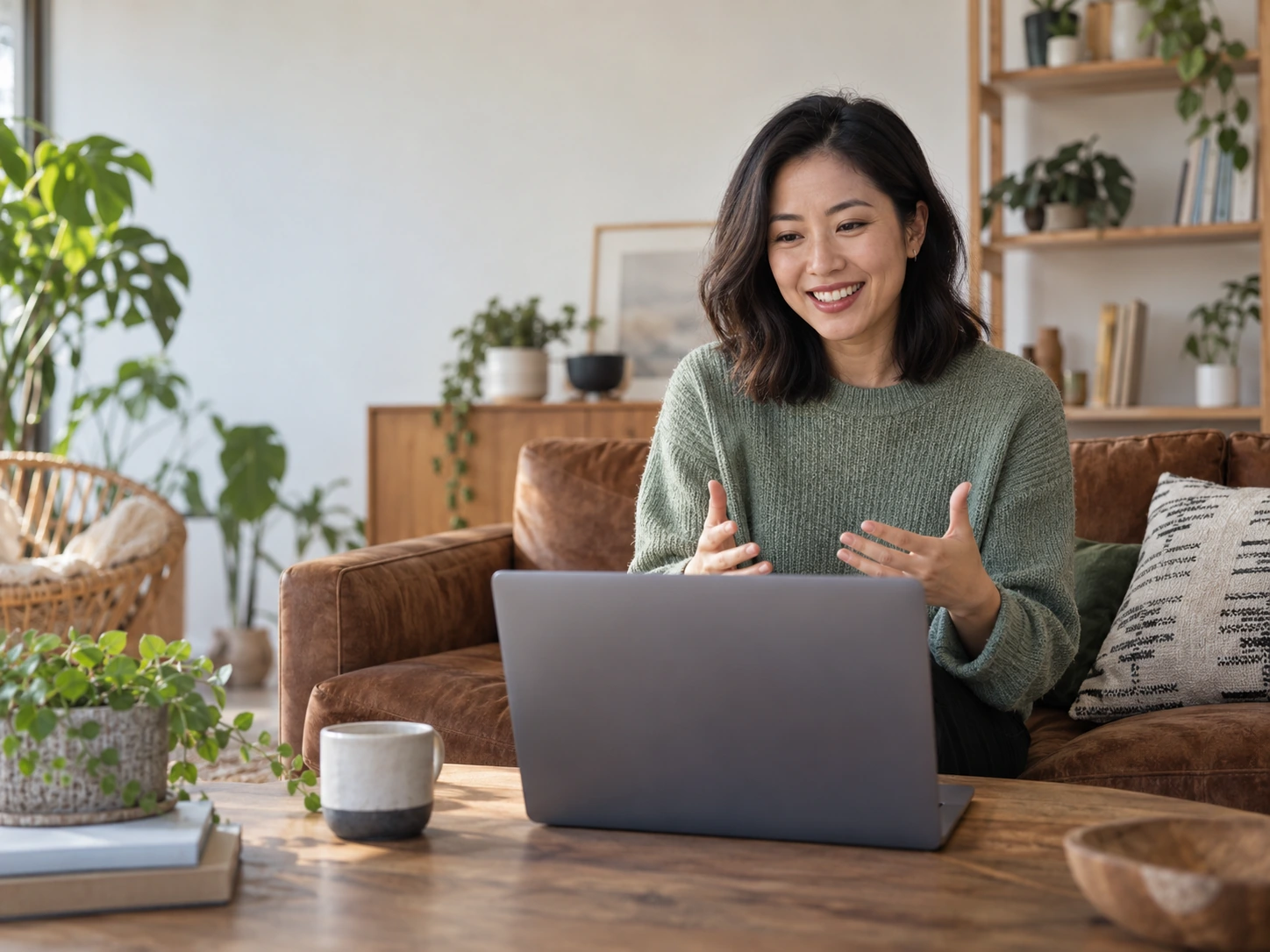 Webinar attendee joining a session from her home