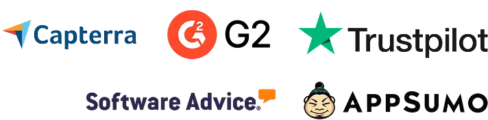 Rated on Capterra, G2, Trustpilot, Software Advice, AppSumo