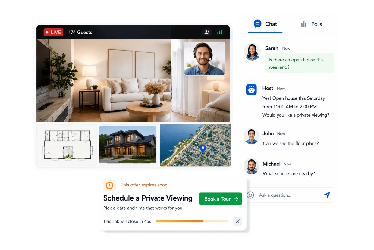 EasyWebinar live virtual property tour session with Q&A