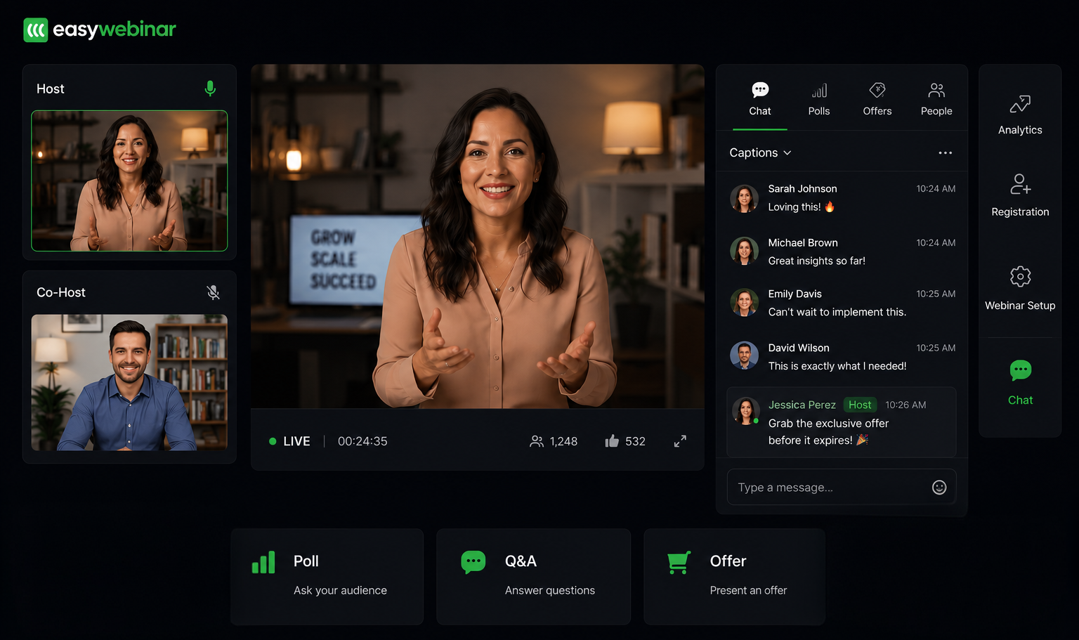 EasyWebinar ecommerce webinar platform dashboard