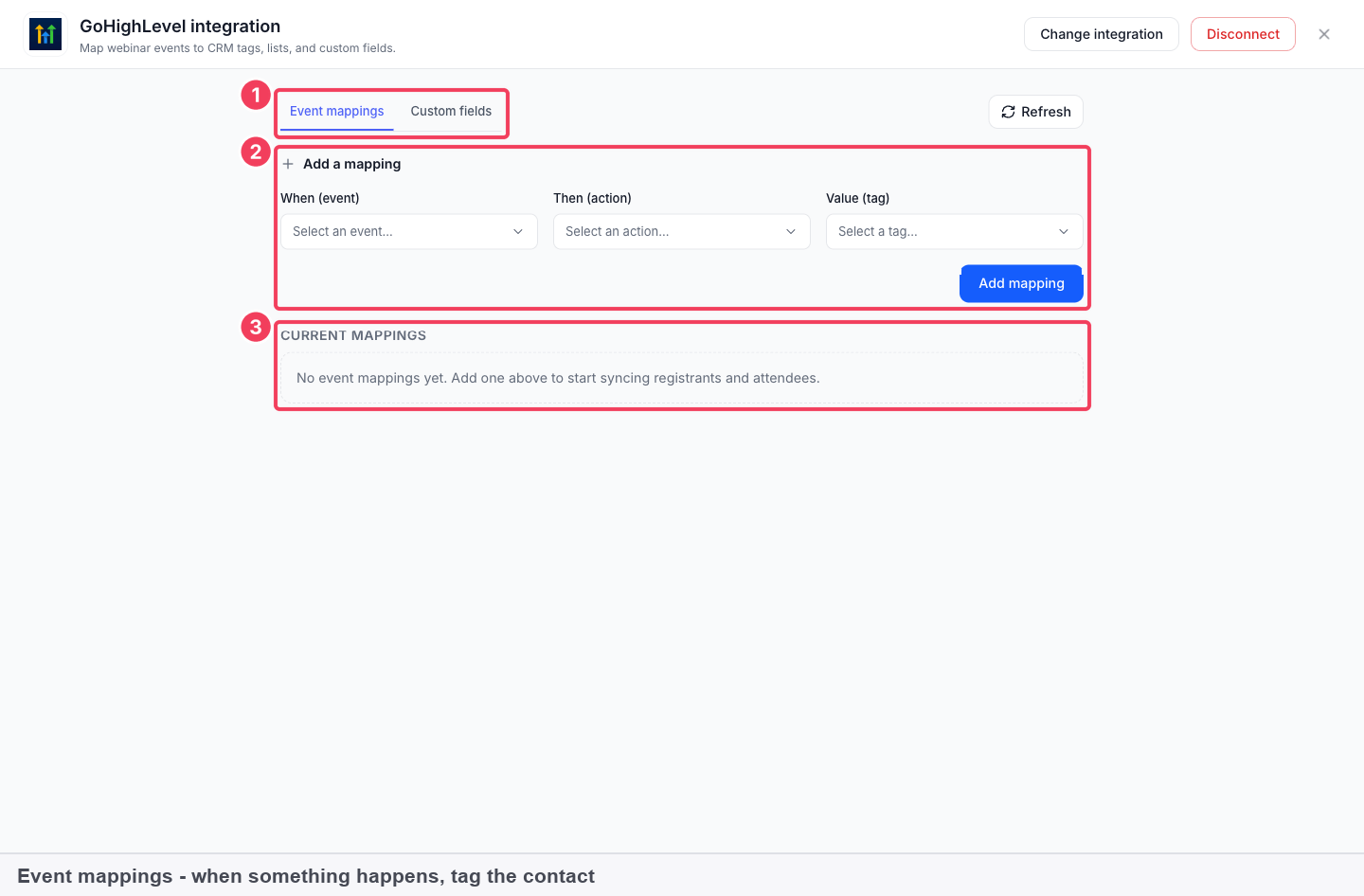 The Event mappings tab