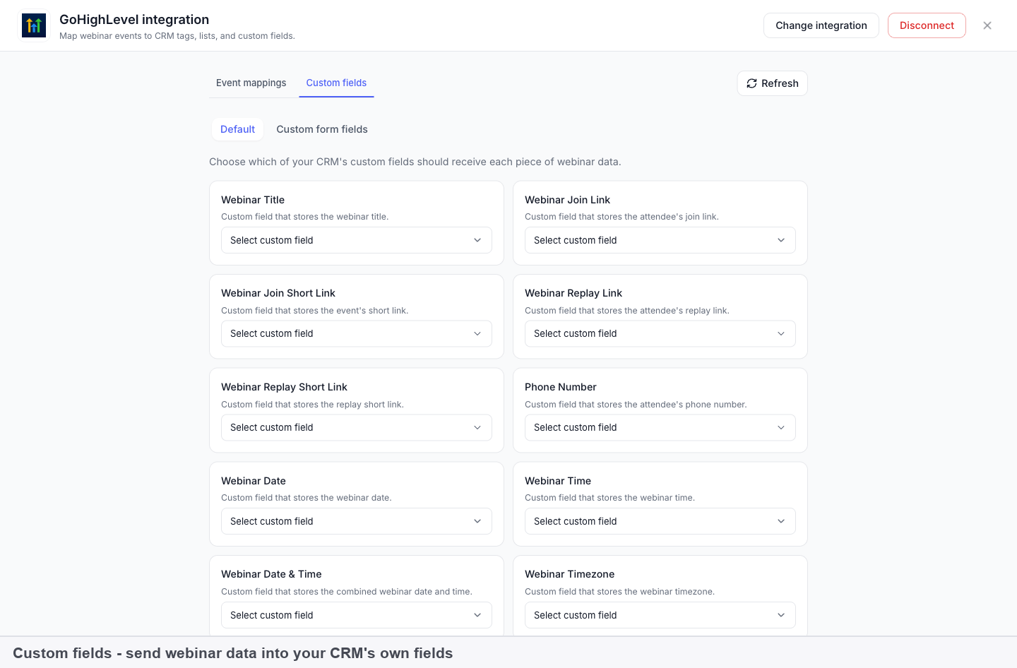 The Custom fields tab