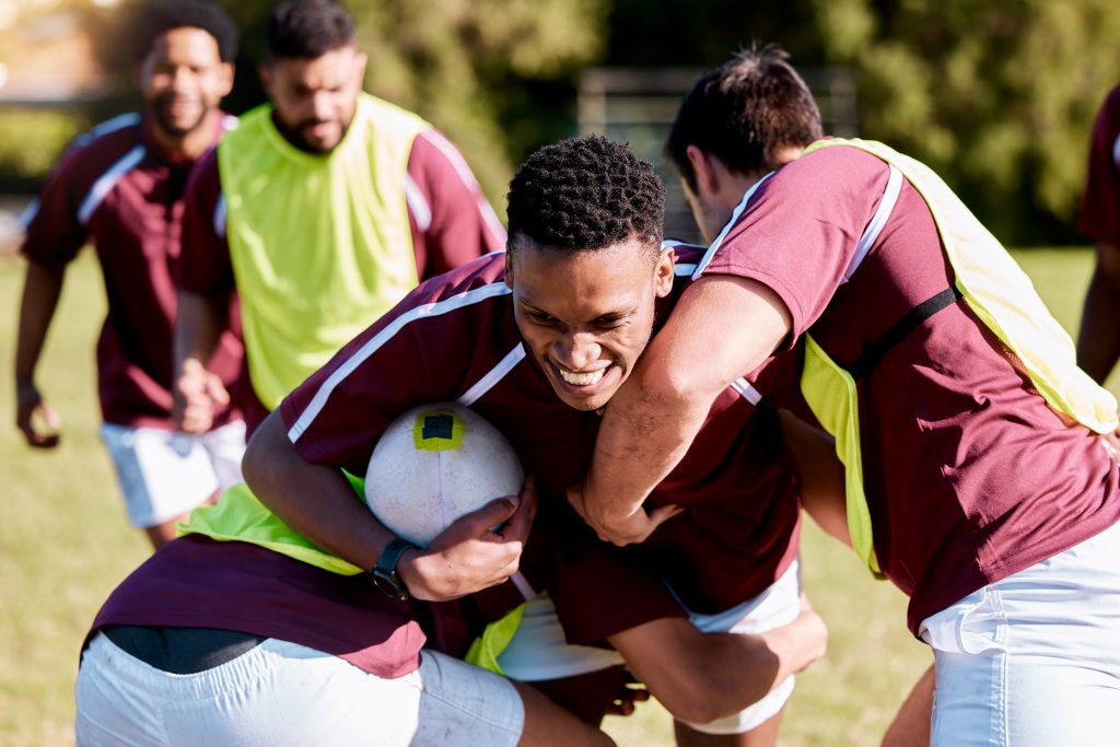 Depicting tackle in a rugby game