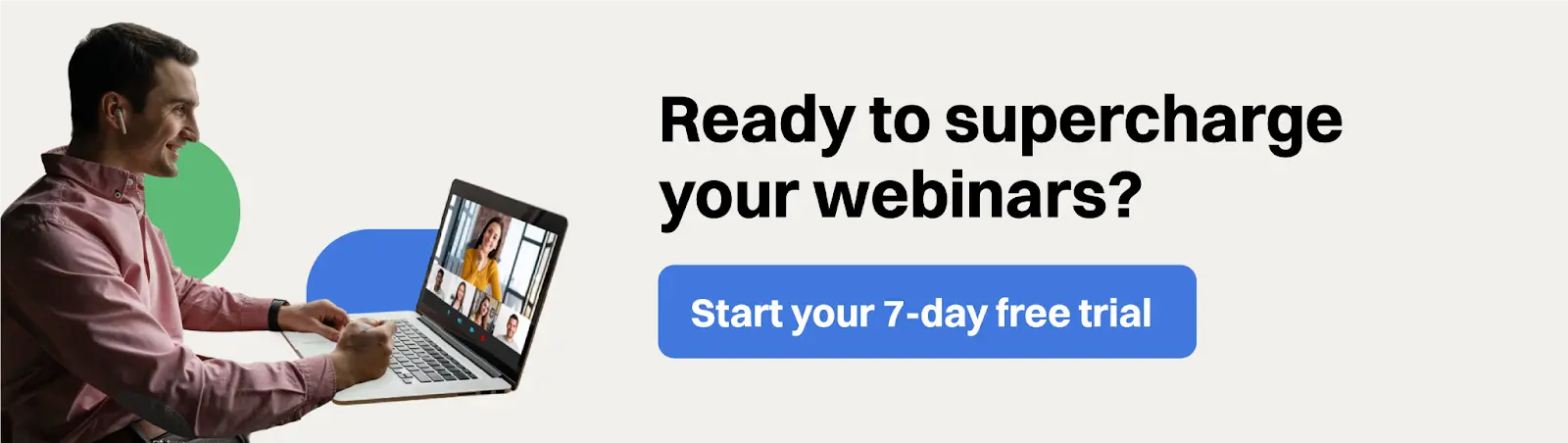 Image promoting EasyWebinar's 7-day free trial to supercharge webinar conversions.