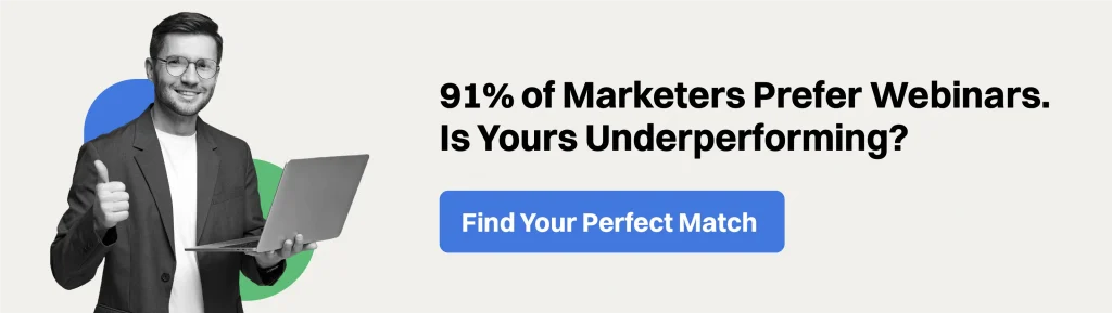 Informational CTA banner for a webinar platform comparison guide, highlighting the switch from limited automation to high conversion engagement tools for creators.