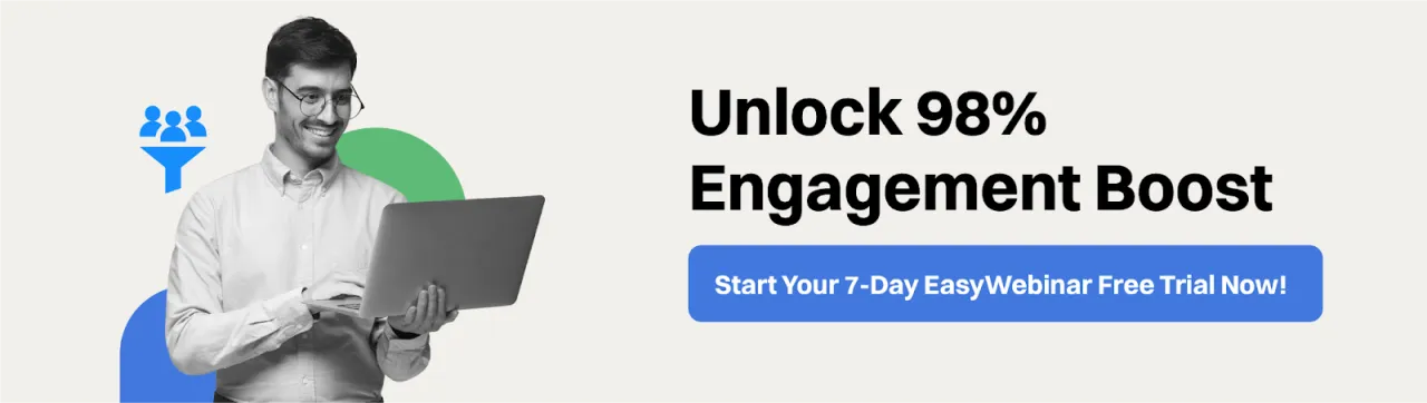 showcasing EasyWebinar free trial automating webinar email segments for 98 higher conversions.