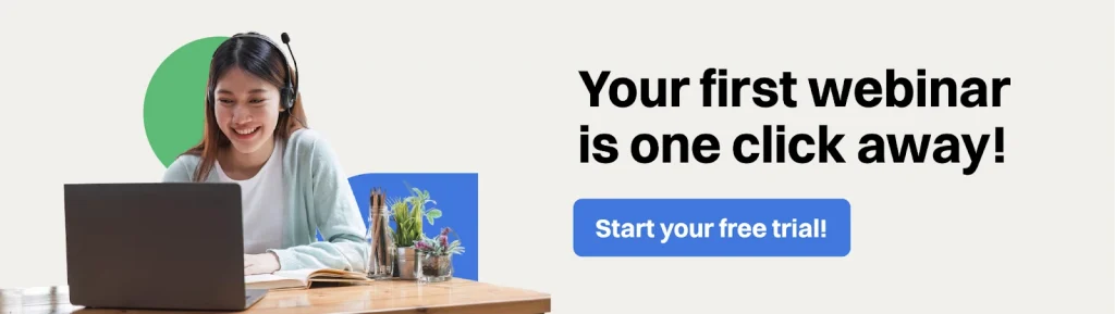 A first time webinar attendee sitting at a desk with a laptop, ready to join an online webinar session.